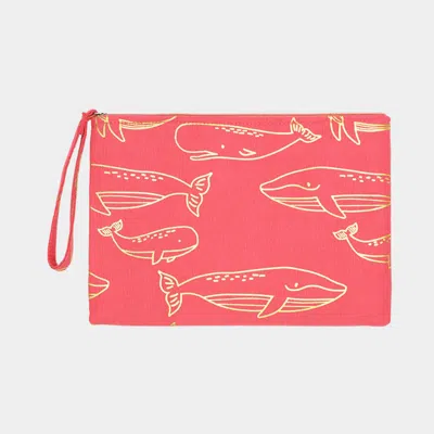 Fashnzfab Metallic Whale Pouch Clutch Bag In Pink