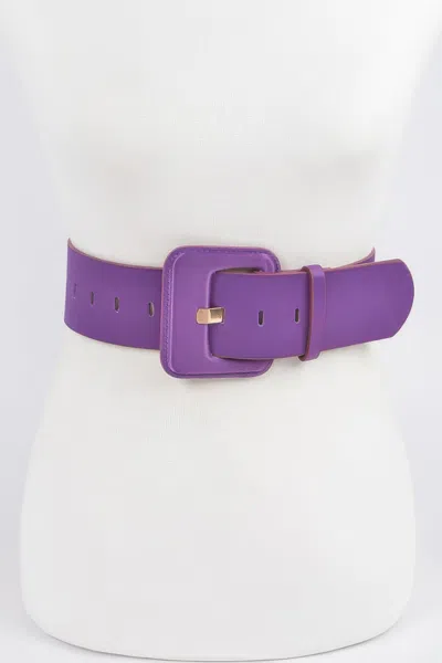 Fashnzfab Micro Suede Wide Buckle Belt In Purple