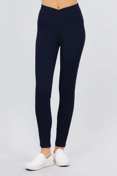 Fashnzfab Mid-rise Ponte Pants In Blue