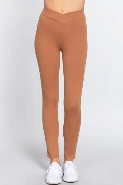 Fashnzfab Mid-rise Ponte Pants In Brown