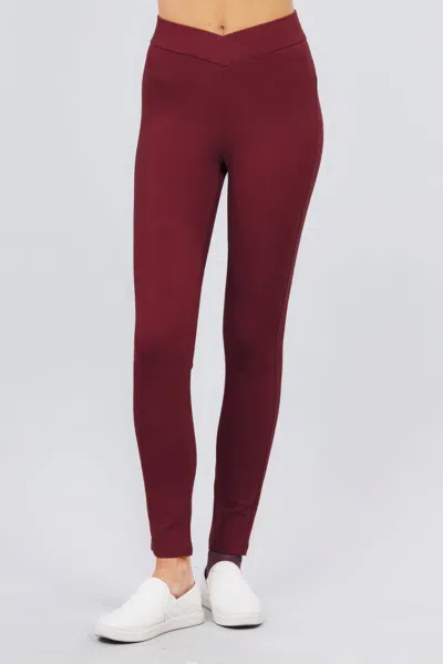 Fashnzfab Mid-rise Ponte Pants In Red