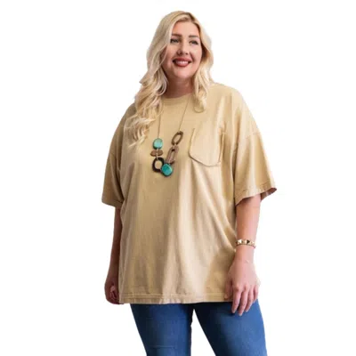 Fashnzfab Mineral Washed Cotton Jersey Boxy Tunic In Beige