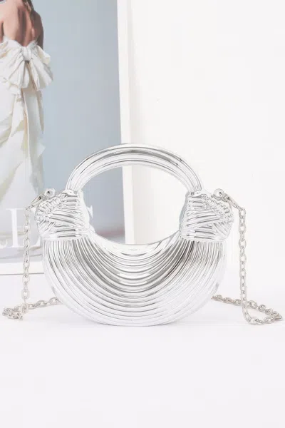 Fashnzfab Mini Acrylic Clutch Bag In Silver