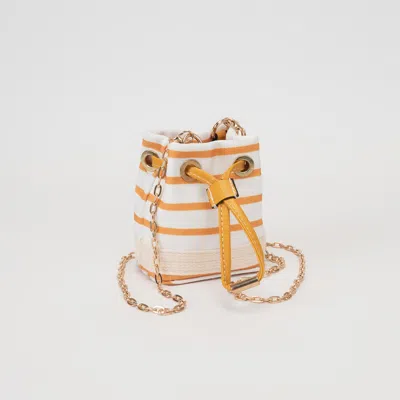 Fashnzfab Mini Canvas Drawstring Crossbody Bag In White