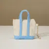 Fashnzfab Mini Canvas Pouch Bag / Bag Charm In Blue