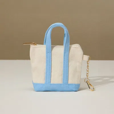 Fashnzfab Mini Canvas Pouch Bag / Bag Charm In Blue