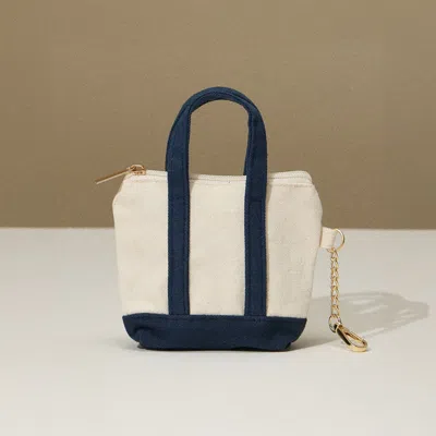 Fashnzfab Mini Canvas Pouch Bag / Bag Charm In Blue