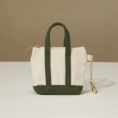 Fashnzfab Mini Canvas Pouch Bag / Bag Charm In Green