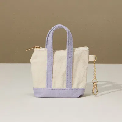 Fashnzfab Mini Canvas Pouch Bag / Bag Charm In Purple
