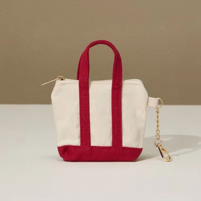 Fashnzfab Mini Canvas Pouch Bag / Bag Charm In Red