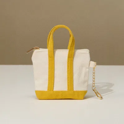 Fashnzfab Mini Canvas Pouch Bag / Bag Charm In Yellow