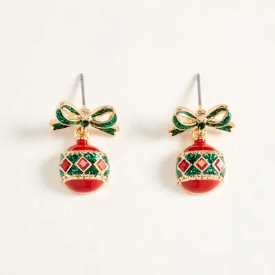 Fashnzfab Mini Christmas Ornament Charm Drop Dangle Earrings In Red