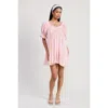 Fashnzfab Mini Embroidery Short Puff Sleeve Dress