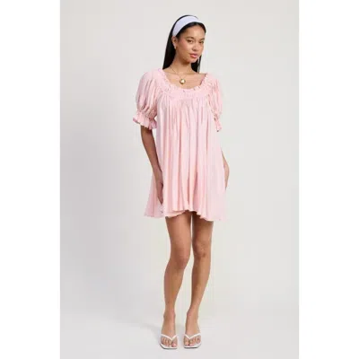 Fashnzfab Mini Embroidery Short Puff Sleeve Dress