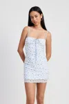 Fashnzfab Mini Floral Dress With Peek A Boo Lace