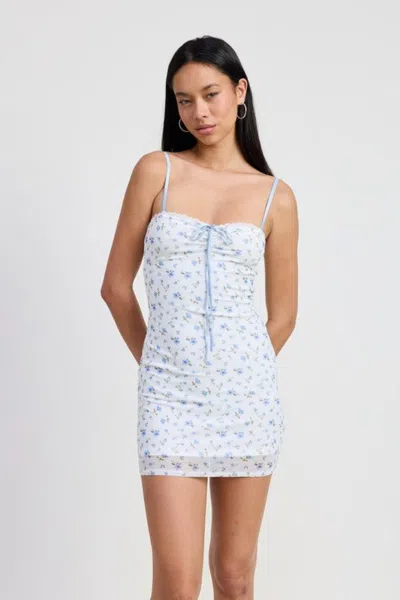 Fashnzfab Mini Floral Dress With Peek A Boo Lace