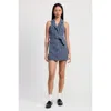 Fashnzfab Mini Halter Collared Sleeveless Dress