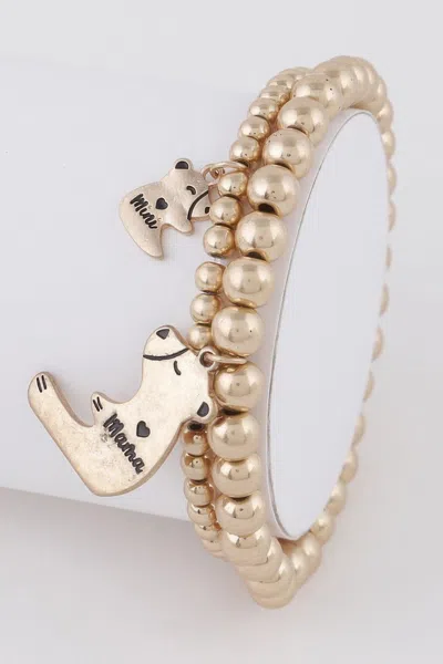 Fashnzfab Mini Mama Bear Bracelet In Gold