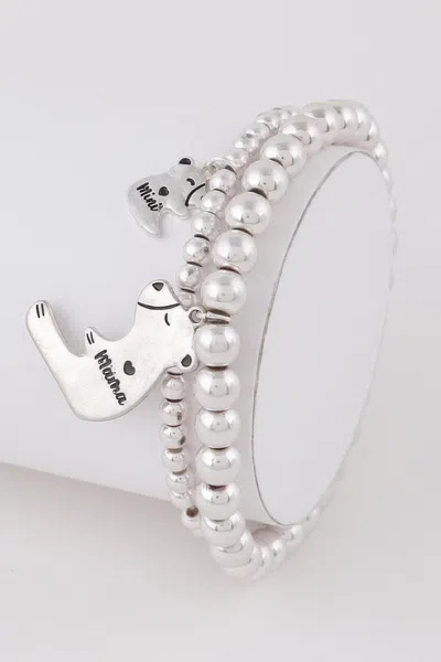 Fashnzfab Mini Mama Bear Bracelet In Silver