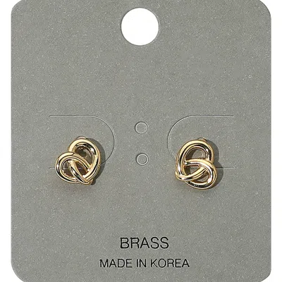 Fashnzfab Mini Metal Pretzel Stud Earrings In Gold