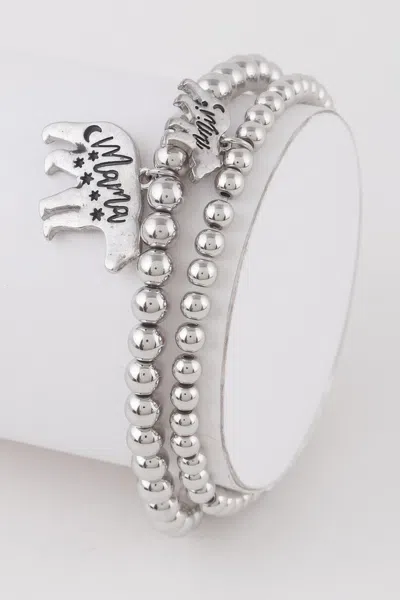 Fashnzfab Mini N Mama Bear Bracelet In Silver