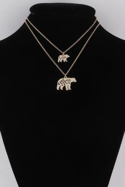 Fashnzfab Mini N Mama Bear Necklace In Gold