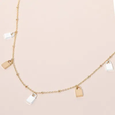 Fashnzfab Mini Padlock Charm Station Necklace In Multi