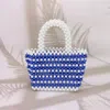 Fashnzfab Mini Pearl Tote Bag In Blue