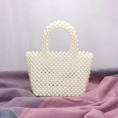 Fashnzfab Mini Pearl Tote Bag In White