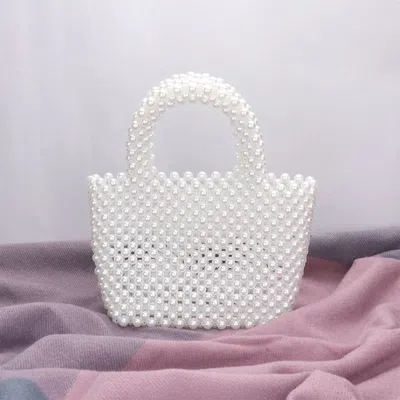 Fashnzfab Mini Pearl Tote Bag In White
