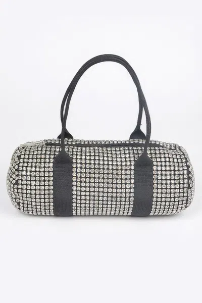 Fashnzfab Mini Rhinestone Duffel Bag In Black