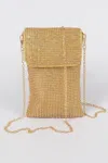 Fashnzfab Mini Rhinestone Mini Rectangular Clutch In Gold