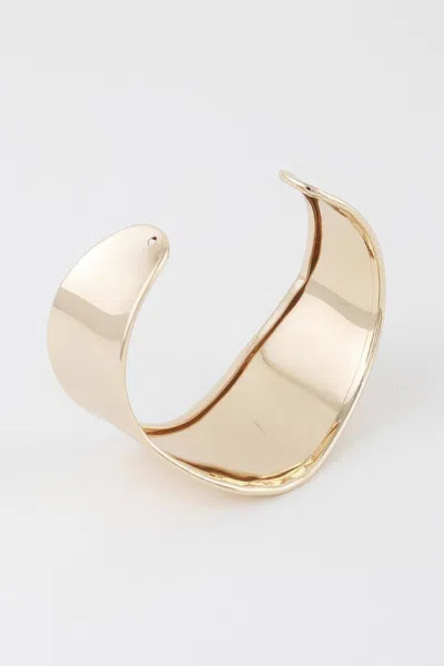 Fashnzfab Minimal Abstract Cuff Bracelet In Gold