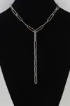 Fashnzfab Minimal Link Chain Drop Necklace In Silver