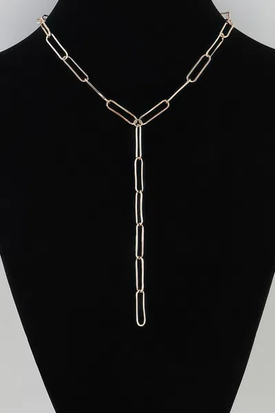 Fashnzfab Minimal Link Chain Drop Necklace In Silver