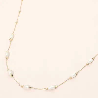 Fashnzfab Minimal Pearl Station Choker Necklace In Gold