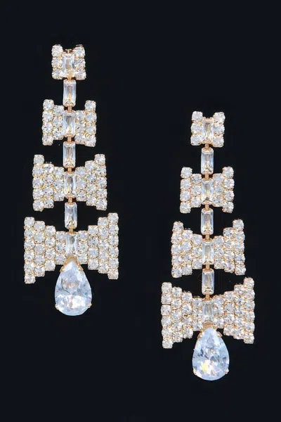 Fashnzfab Minimal Rhinestone Dangle Earrings In Gold