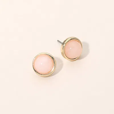 Fashnzfab Minimal Round Stone Stud Earrings In Pink