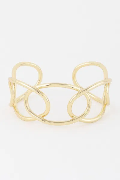 Fashnzfab Minimal Wire Cuff Bracelet In Gold