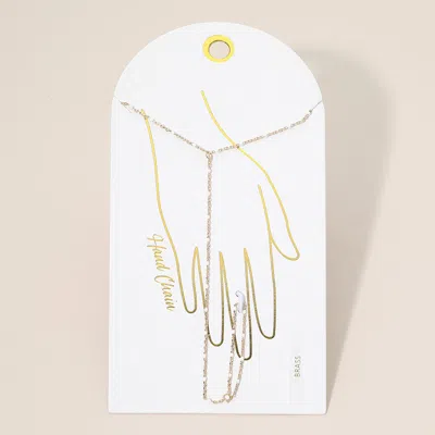 Fashnzfab Minimalist Bead Accent Hand Chain Bracelet In Gold