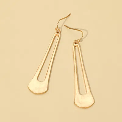 Fashnzfab Minimalist Geometric Metal Plate Drop Earrings Worn Gold