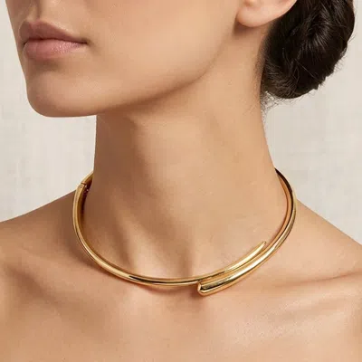 Fashnzfab Minimalist Hinged Metal Choker Necklace In Gold