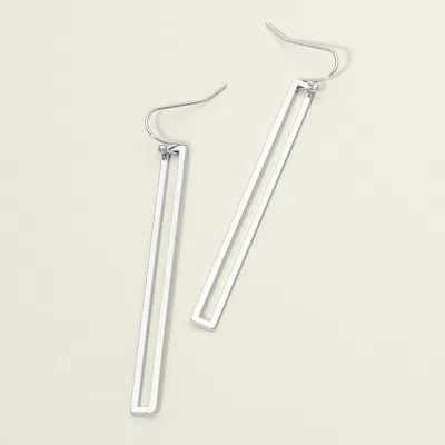 Fashnzfab Minimalist Open Metal Bar Drop Dangle Earrings In Silver