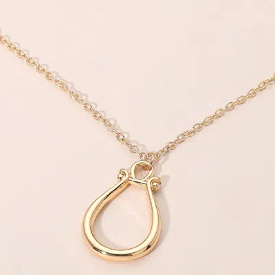 Fashnzfab Minimalist Open Teardrop Pendant Necklace - Gold