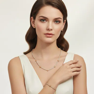 Fashnzfab Minimalist Round Rhinestone Station Jewelry Set In Gold