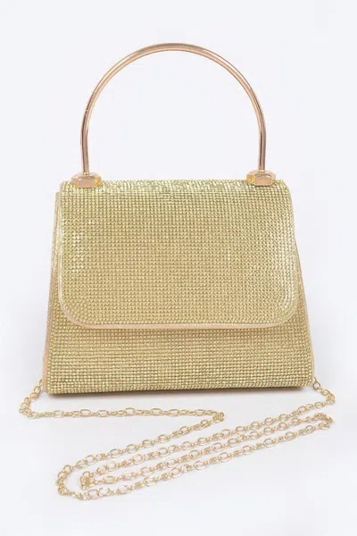 Fashnzfab Mirror Metallic Top Handle Bag In Gold
