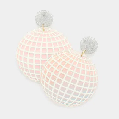 Fashnzfab Mirror Resin Disco Ball Dangle Earrings In Pink