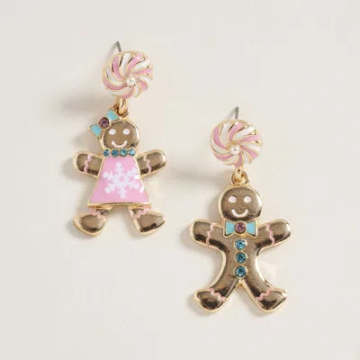 Fashnzfab Mismatch Festive Holiday Gingerbread Man Woman Dangle Earrings In Multi