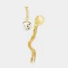 Fashnzfab Mismatched Bead Ball Chain Tassel Earrings In Multi