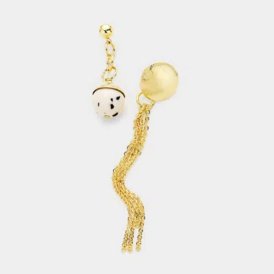 Fashnzfab Mismatched Bead Ball Chain Tassel Earrings In Multi